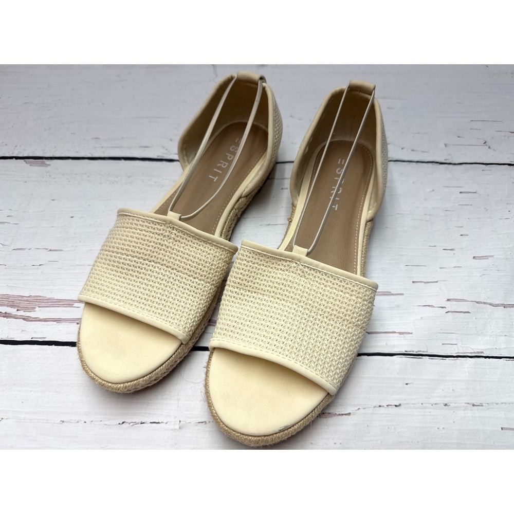 Esprit Ada Cream Beige‎ Woven Espadrille Flat Sandals Womens 8.5M Boho-Chic